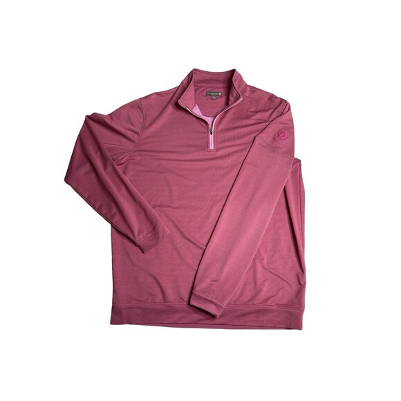 Peter Millar Cavalier Golf & Yacht Club Pink Green ¼ Zip Up Pullover Men's Large